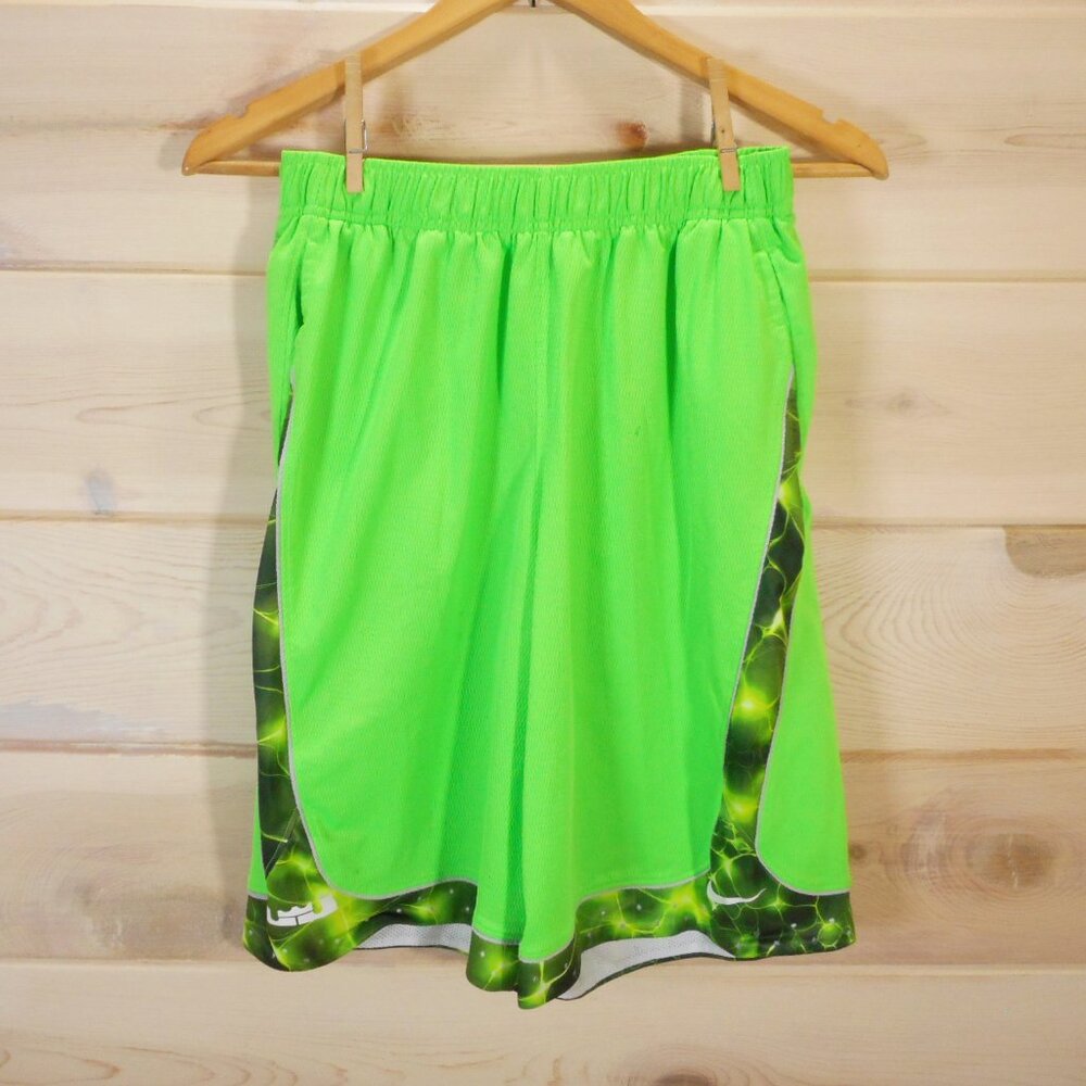 Nike Youth Size L Basketball Shorts Lime Green Mesh Pockets Athletic